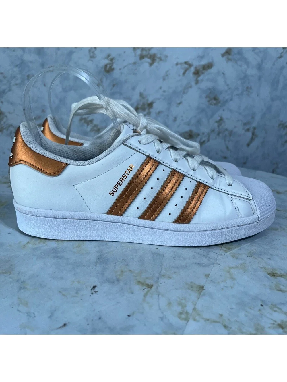 Adidas Superstar Women's Size 6.5 Shoes White Copper Casual Low Top Sneakers